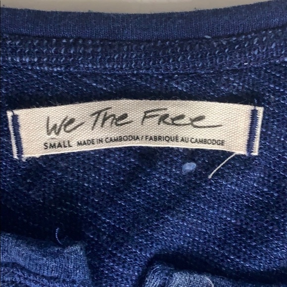 Free People Rustic Fabric Stripe Thermal tank blouse sleeves T-shirt new - Picture 4 of 6